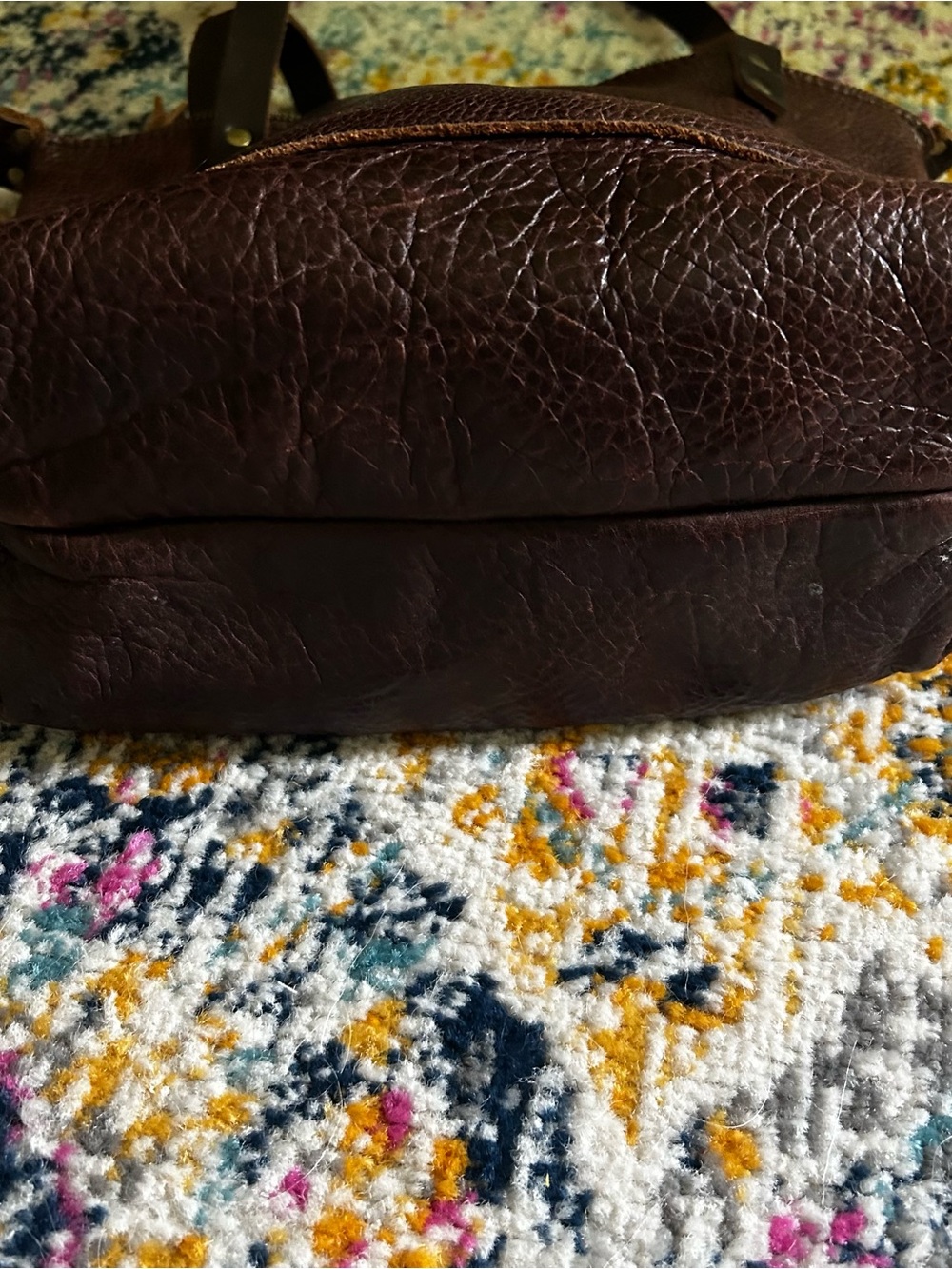 PORTLAND LEATHER GOODS Brown Leather Tote Bag with zipper - Picture 3 of 4